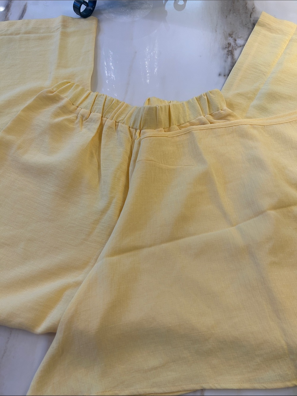 SHEIN Yellow Wide-Leg Elastic-Waist Pants and top